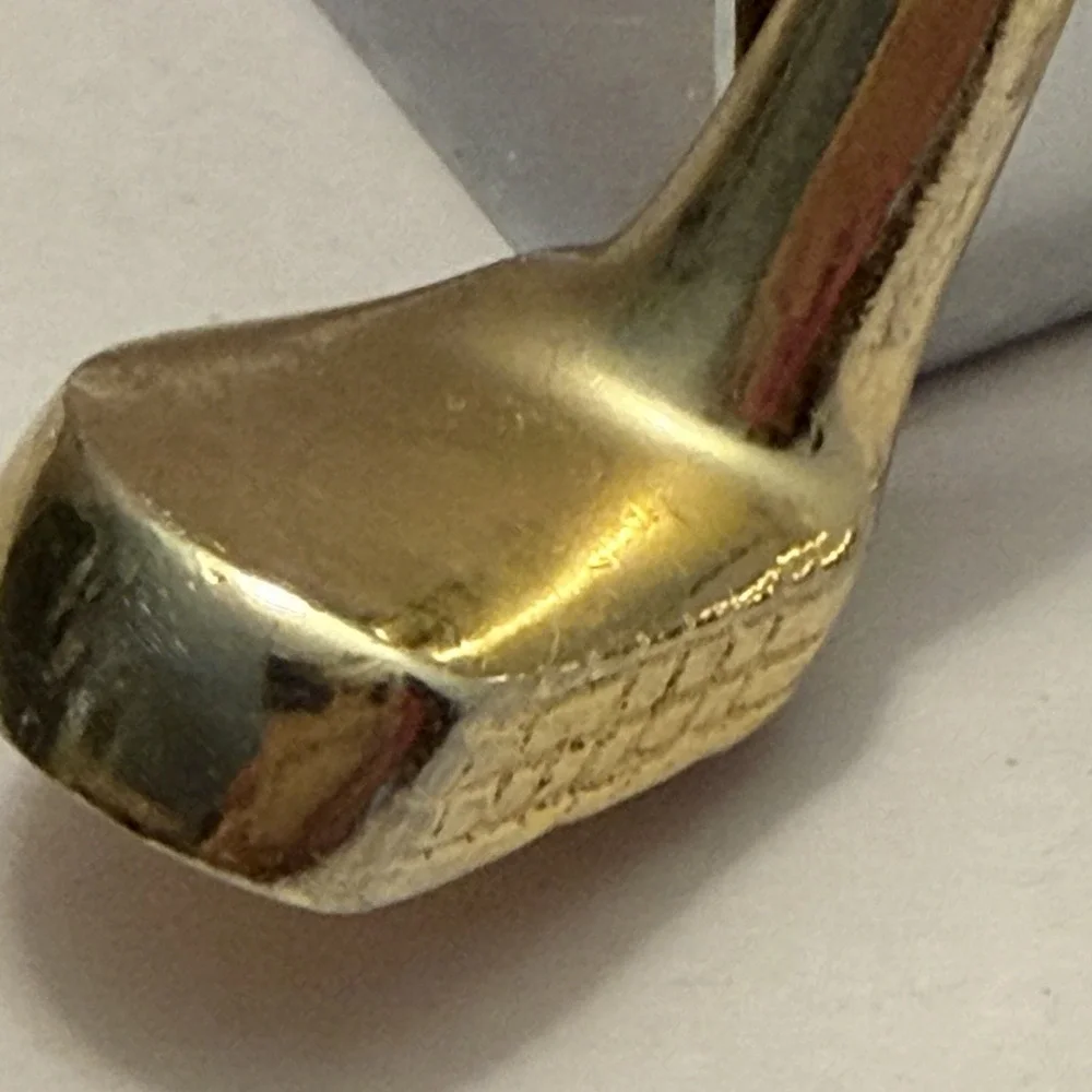 VTG MCM Chrome Golf Club Bookends Office Decor Silver Gold Metal Pair Retro Mod